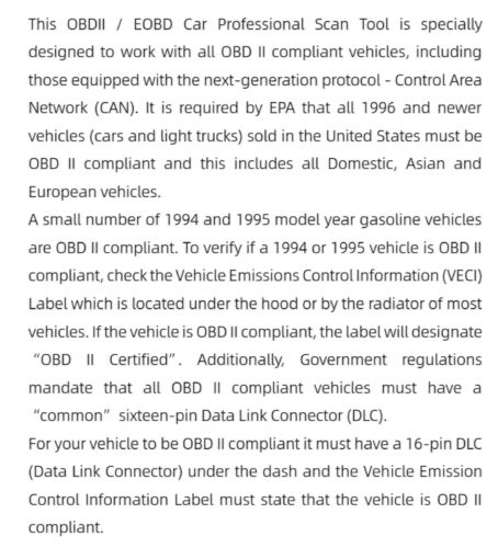 Automotive OBD2 Scanner OBD Code Reader Car Diagnostic Tool Check Engine Fault