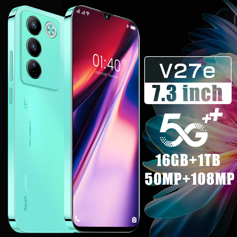 New V27e 7.3" 16GB+1TB Smartphone Android 13 5G Unlocked 6800mAh Mobile Phone
