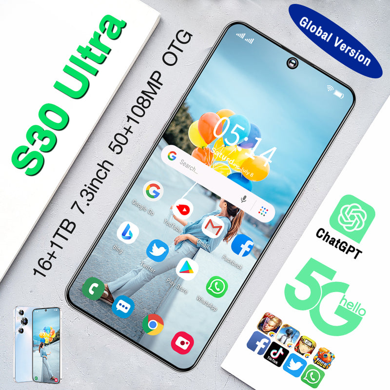 2023 S30 Ultra 5G Smartphone 7.3" 16GB+1TB Unlocked Android 13 Mobile Phones GPS